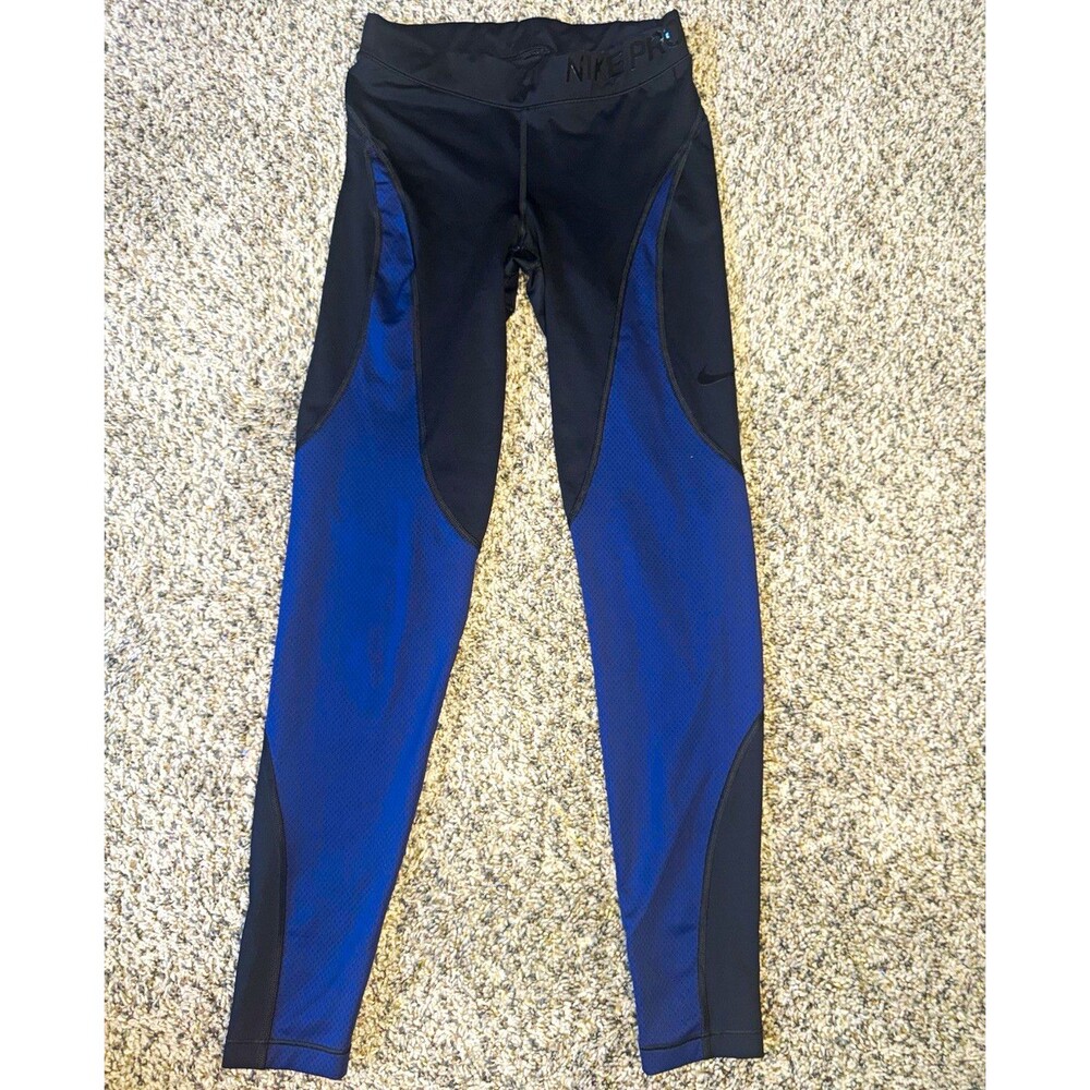 Nike Women's Pro Hypercool Mesh Training Tights Size XS Black Navy Blue